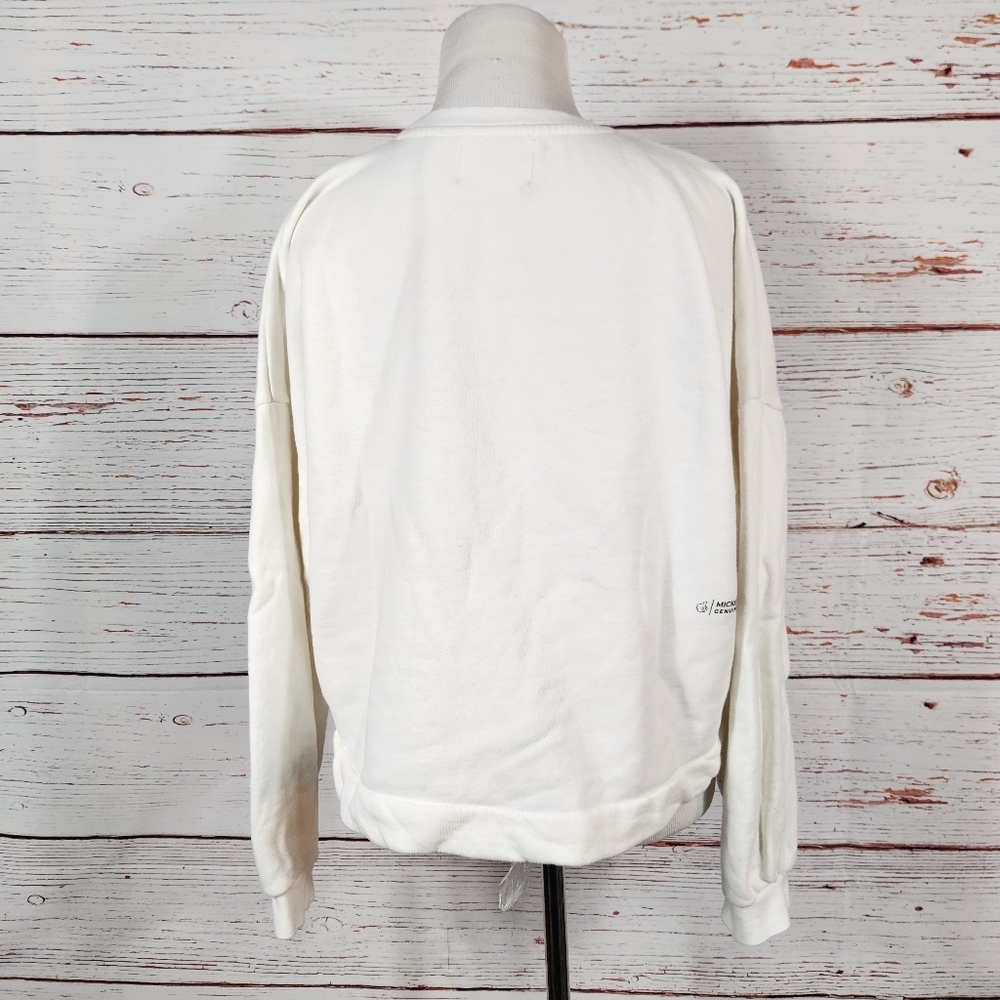 Disney White Crew Neck Sweatshirt With Vintage Mickey Mouse Graphic Size Medium - Picture 3 of 6